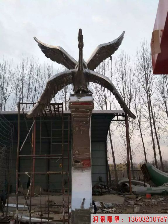 不銹鋼大雁雕塑，飛禽雕塑