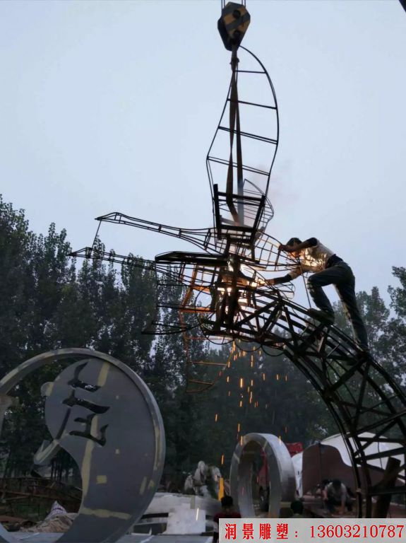 不銹鋼大雁雕塑，飛禽雕塑4